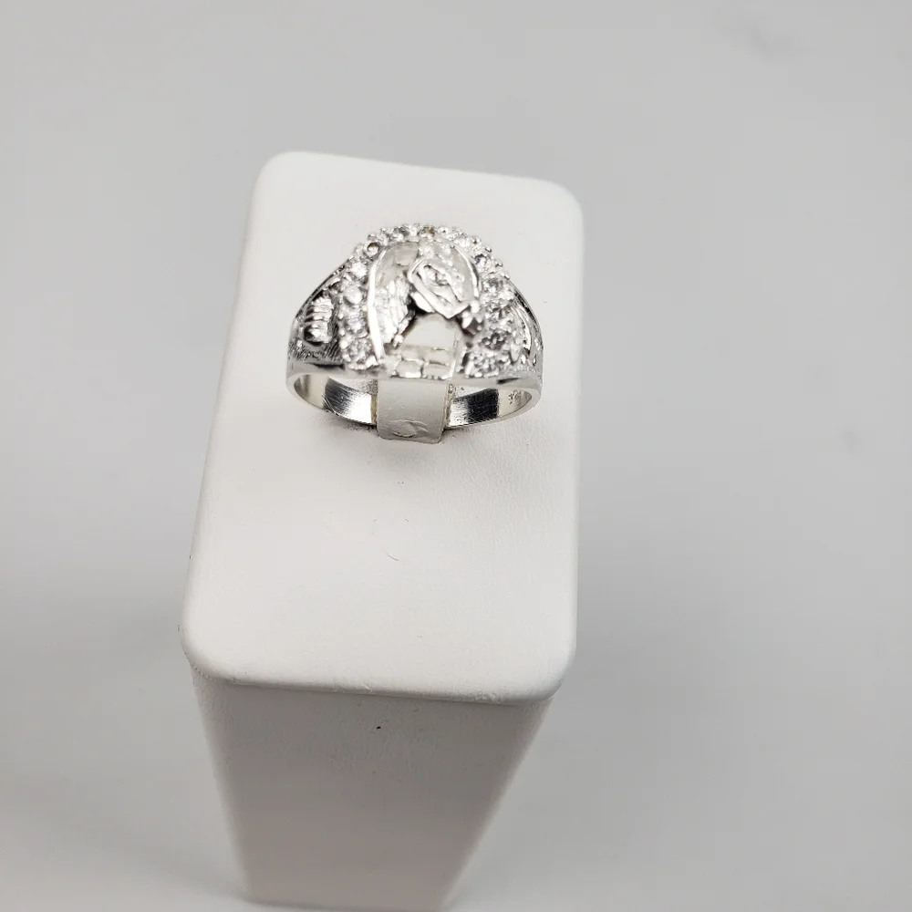 925 sterling silver men's horse with zircon ston Ring size 11.5‎ New - Picture 2 of 16